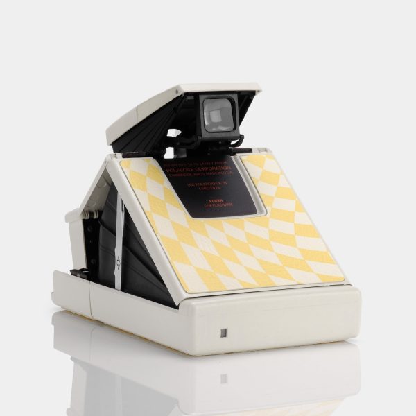 Polaroid SX-70 Model 2 Yellow Wave Check White Folding Instant Film Camera For Cheap - Image 3